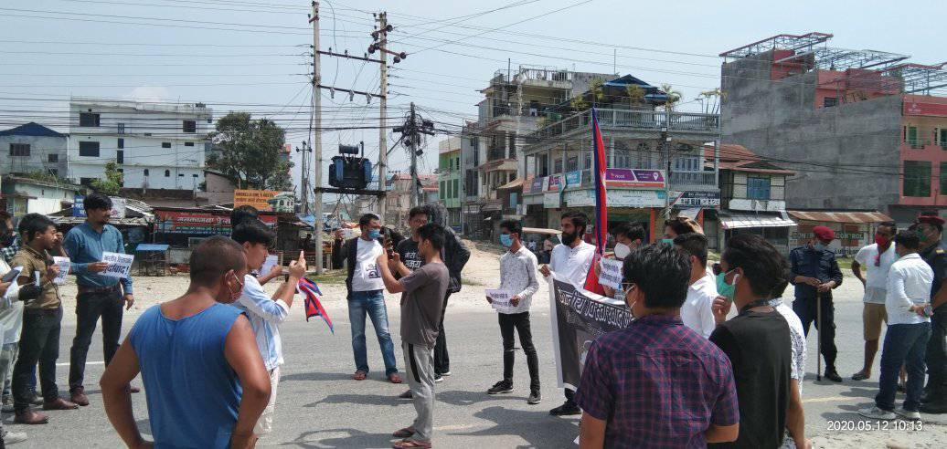 भारतीय अक्रिमणविरुद्ध दमकमा संयुक्त विद्यार्थीको शान्तिपुर्ण प्रदर्शन