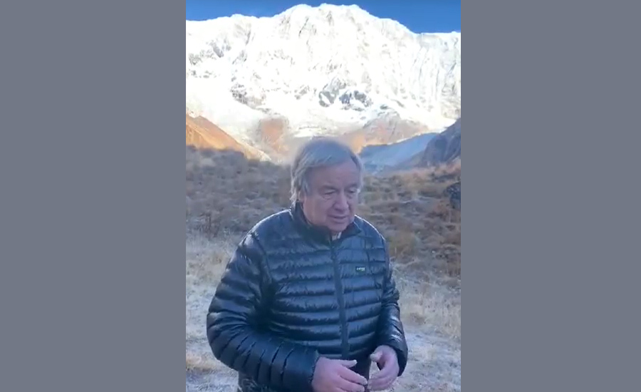 अन्नपूर्ण आधार शिविर पुगेर राष्ट्र संघका महासचिवले भने ‘जलवायु परिवर्तनकोे असर हेर्न यहाँ आउनु’