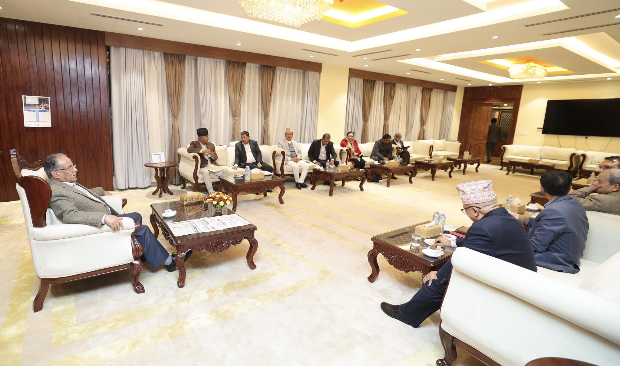 राष्ट्रियसभा सदस्य निर्वाचन र सिट बाँडफाँडबारे छलफल गर्न शीर्ष नेताहरूको बैठक