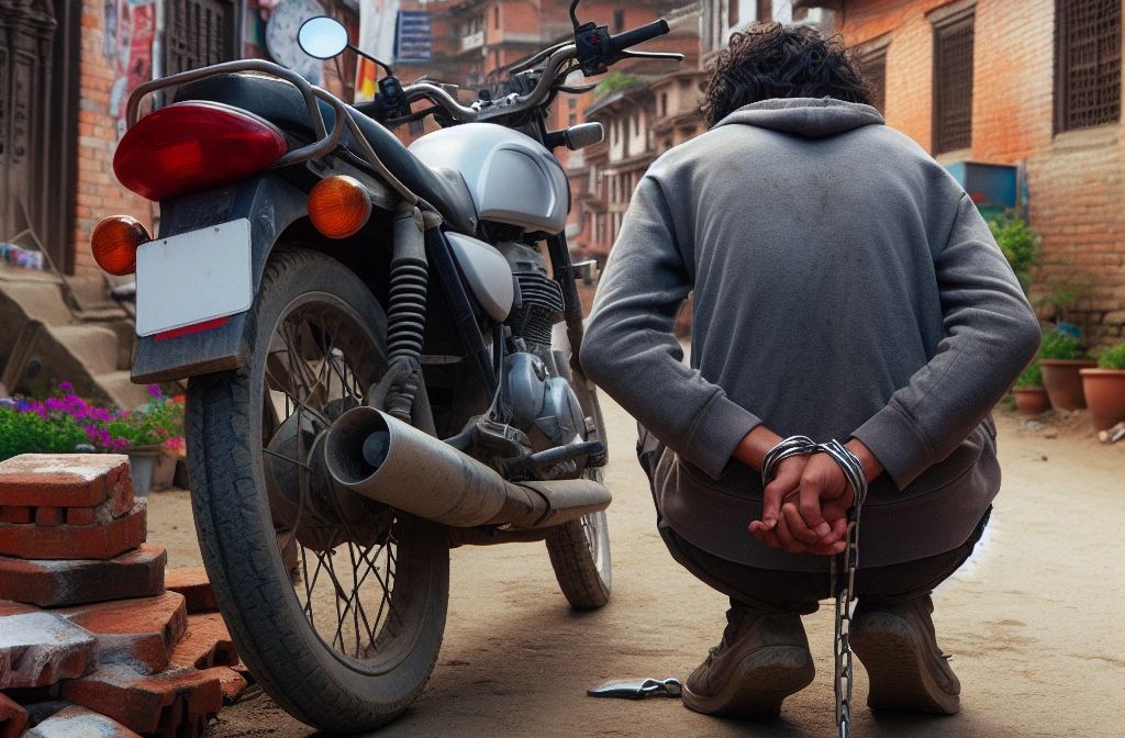बिर्तामोडमा मोटरसाइकल चोर्दाचोर्दै एक जना पक्राउ