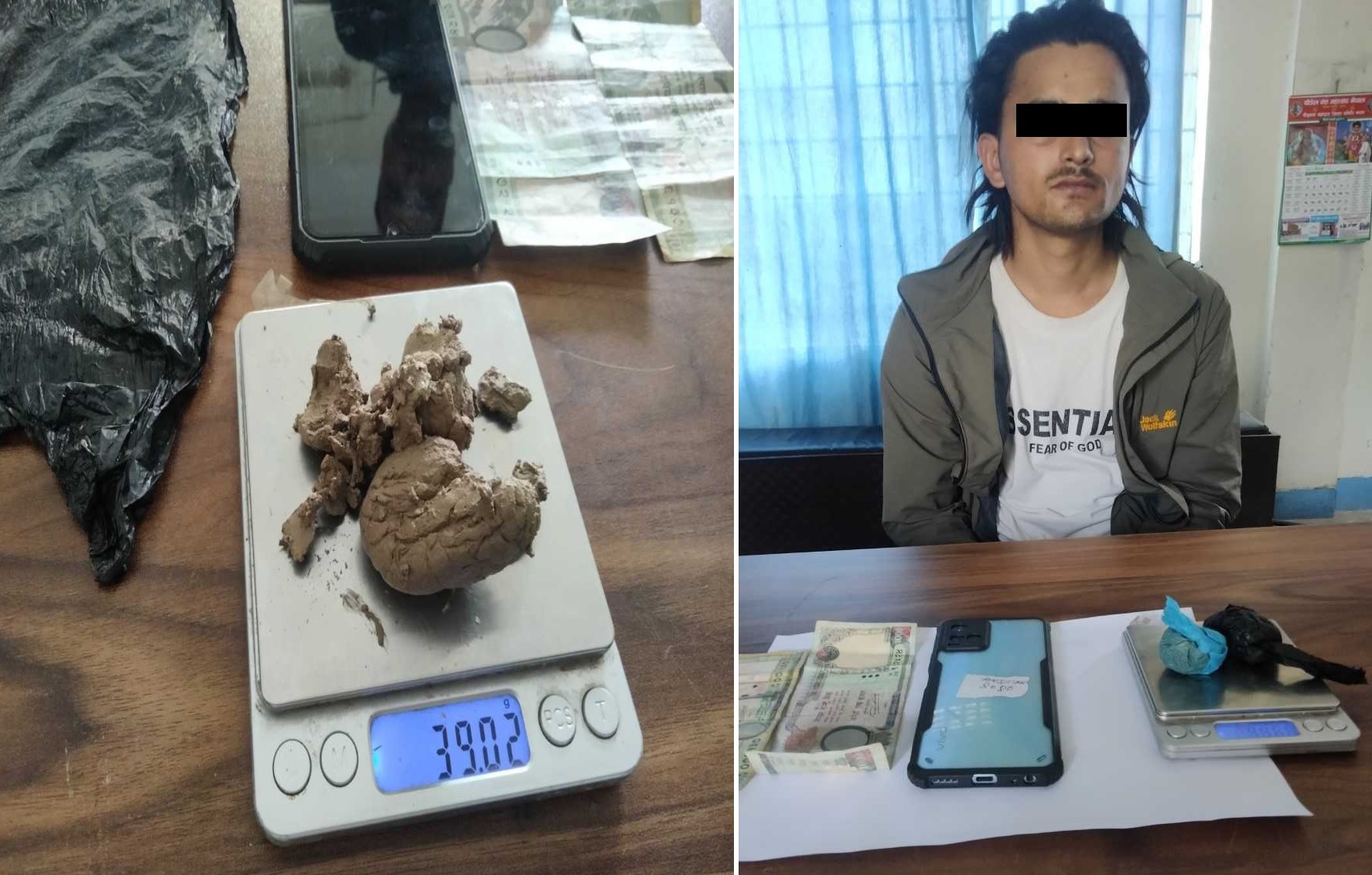 झापामा खैरो हेरोइनसहित एक जना पक्राउ