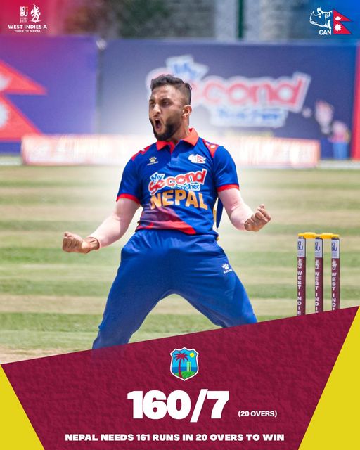 वेस्ट इन्डिज ‘ए’ ले दियो नेपाललाई १ सय ६१ रनको लक्ष्य