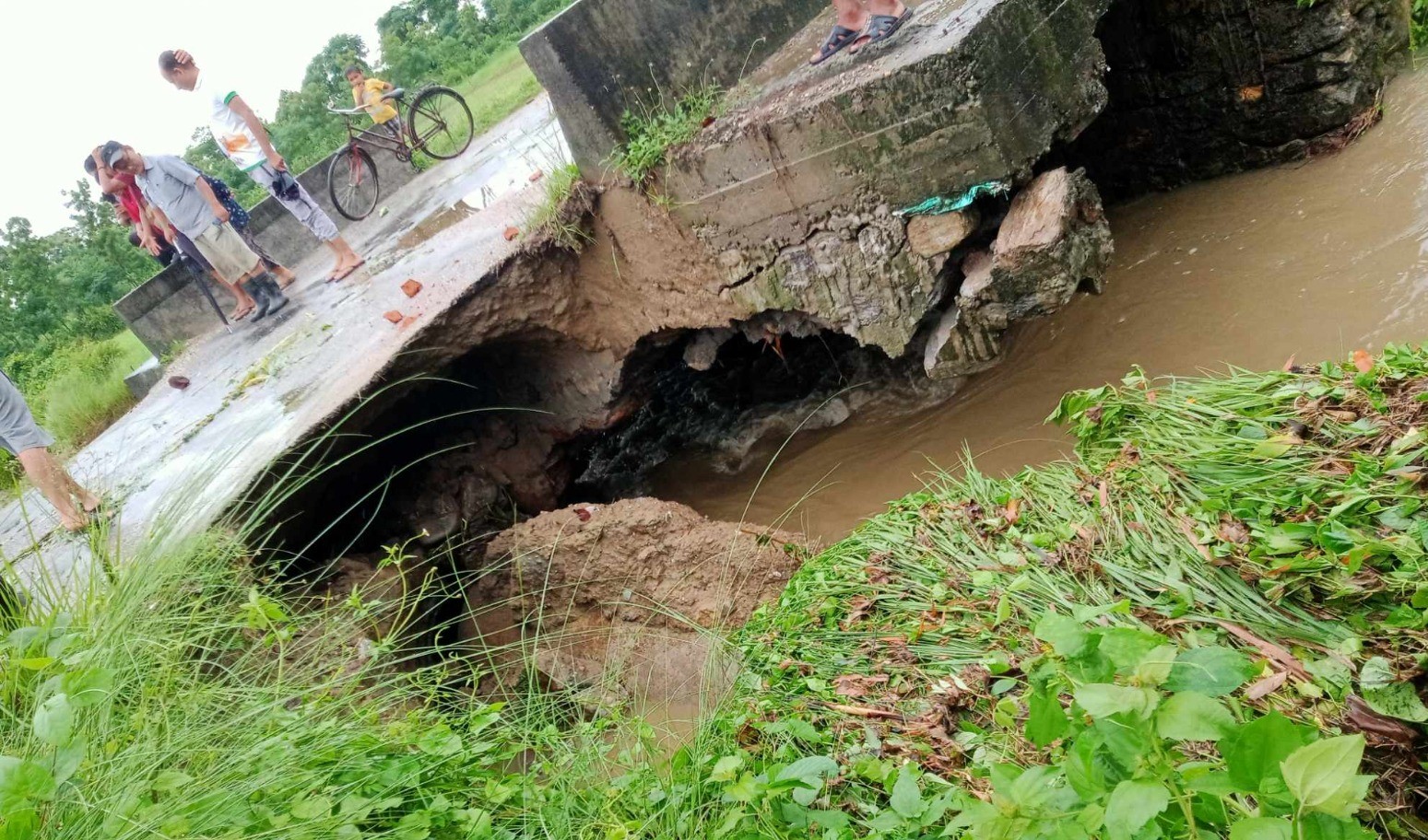 बर्षाको कारण पुलमा क्षेती